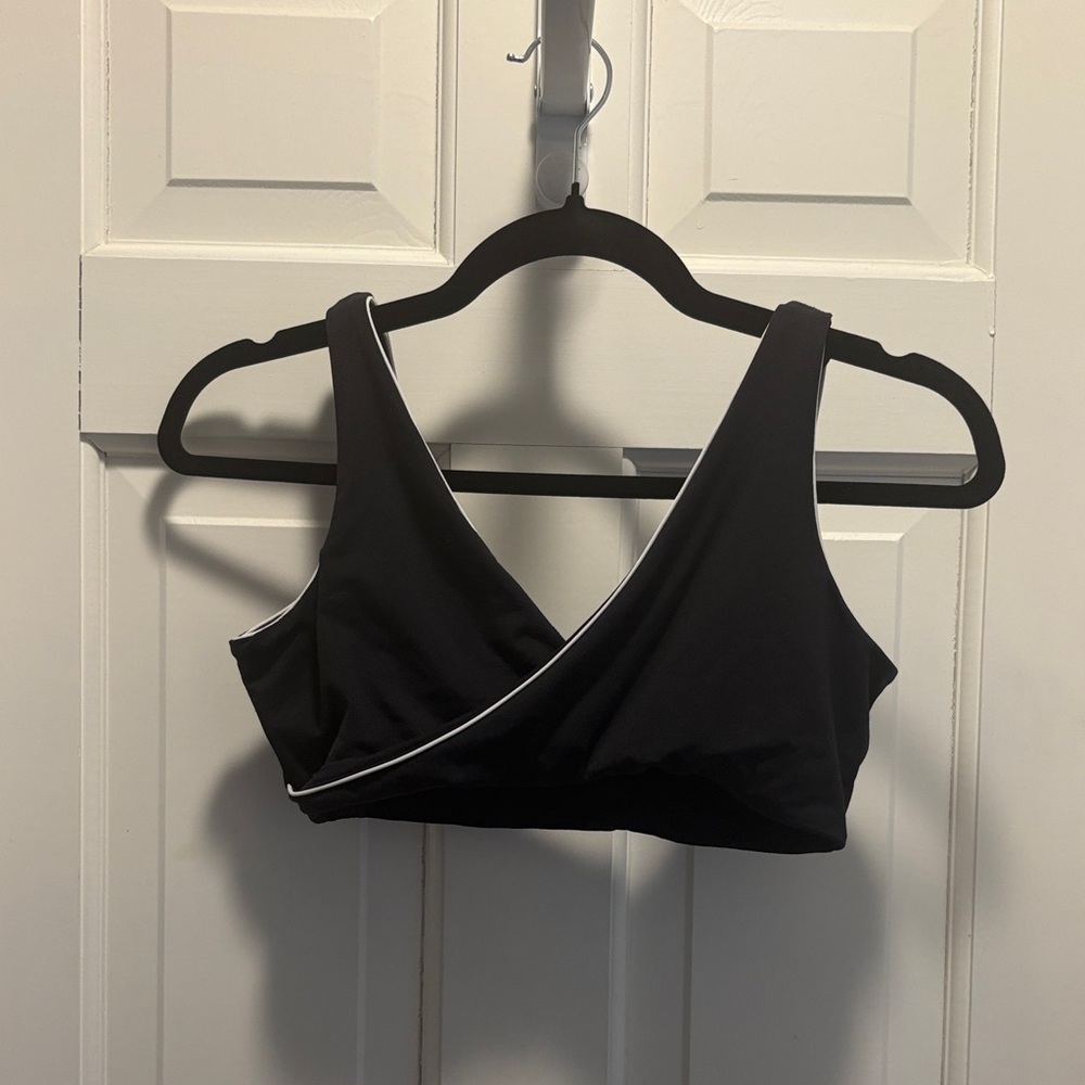SET Active Black Wrap Bralette with White Contrast Trim